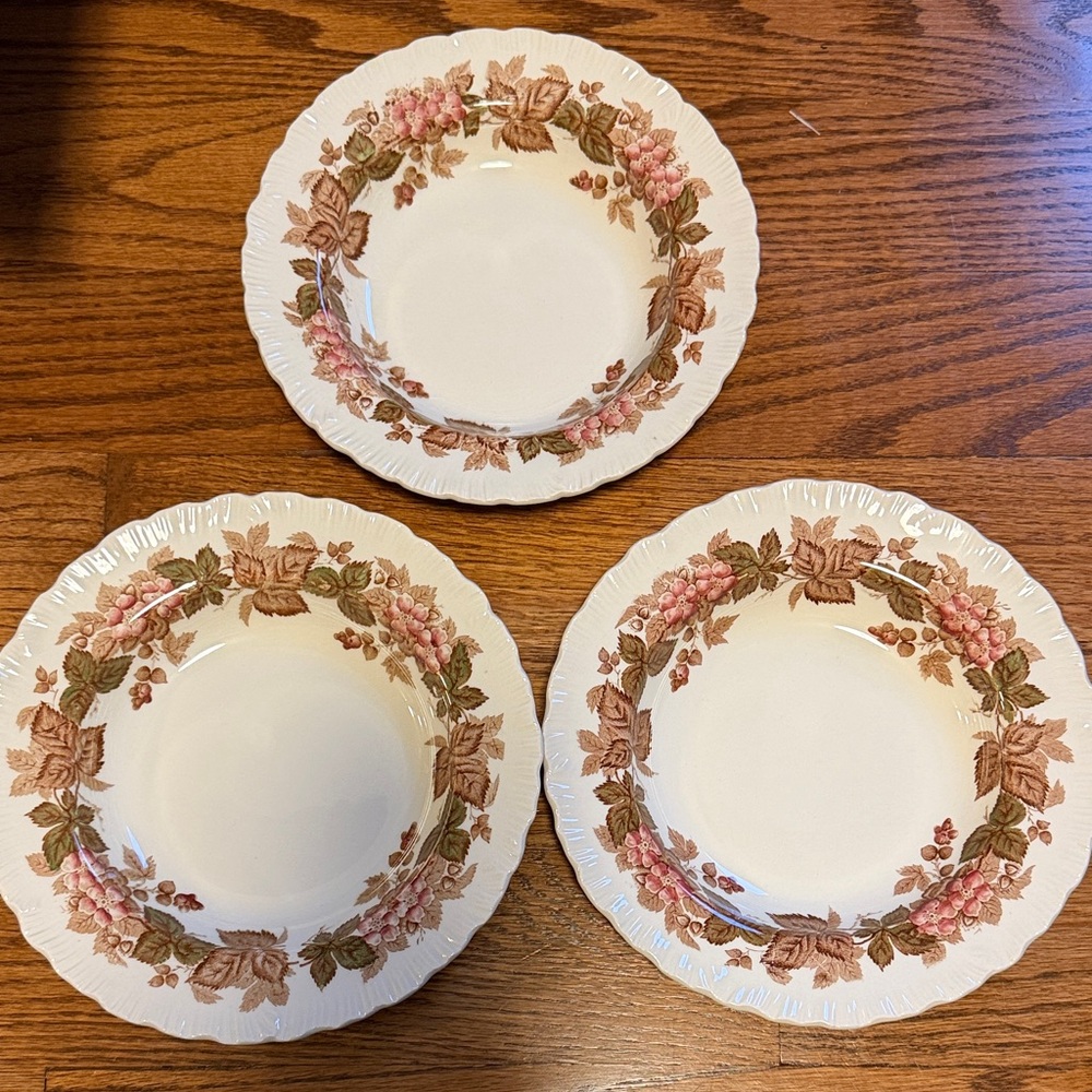 Wedgwood Wildbriar rim soup bowls - set of 3 - vintage